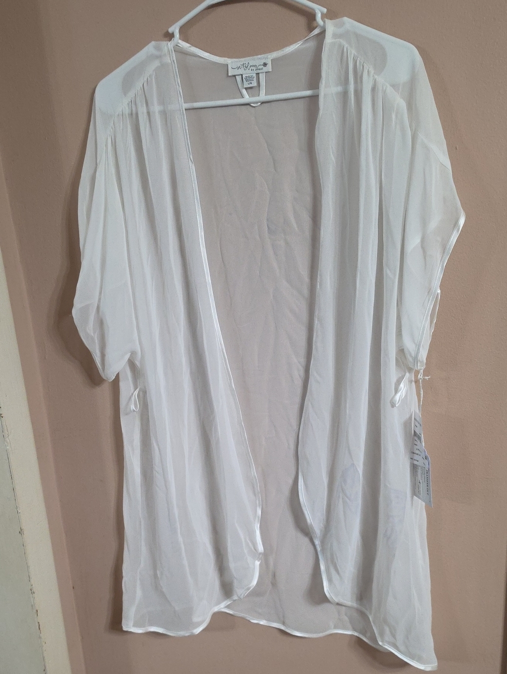 Secret Treasures White Sheer Kimono Robe - Lightweight Lounge Wrap